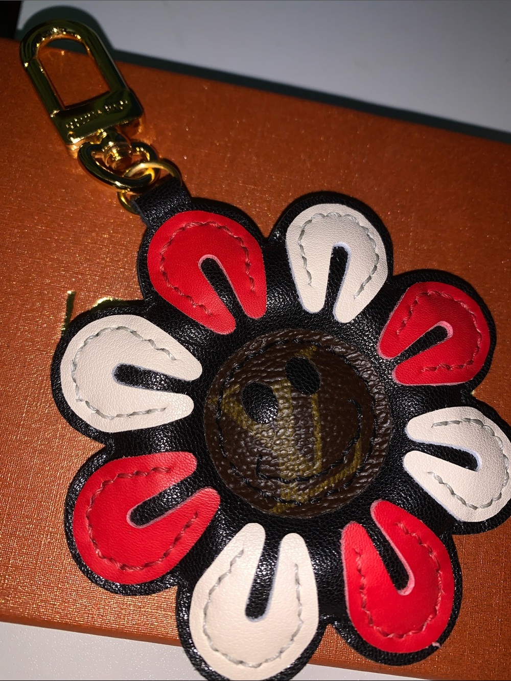 Upcycled Lv Takashi Flower bag/purse charm keychain - Picture 4 of 7